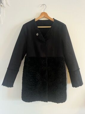 Black Faux Fur Penny Lane style coat - Women